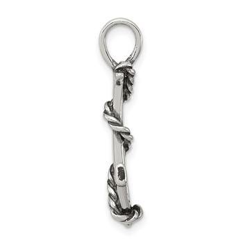 Sterling Silver 3D Antiqued Anchor and Rope Pendant — alternate view