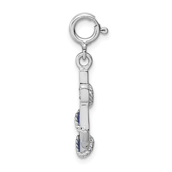 Sterling Silver Rhodium-plated Preciosa Crystals and Blue Enamel Anchor Charm — alternate view