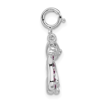 Sterling Silver Purple Enamel & Crystal Cat w/ Spring Ring Clasp Charm — alternate view