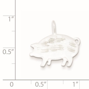 Sterling Silver Diamond Cut Pig Pendant — alternate view