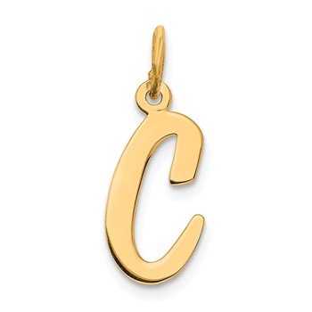 Sterling Silver Gold-plated Script Letter C Initial Charm