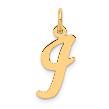 Sterling Silver Gold-plated Script Letter I Initial Charm