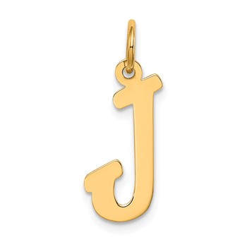 Sterling Silver Gold-plated Script Letter J Initial Charm