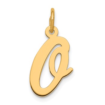 Sterling Silver Gold-plated Script Letter O Initial Charm