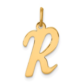 Sterling Silver Gold-plated Script Letter R Initial Charm