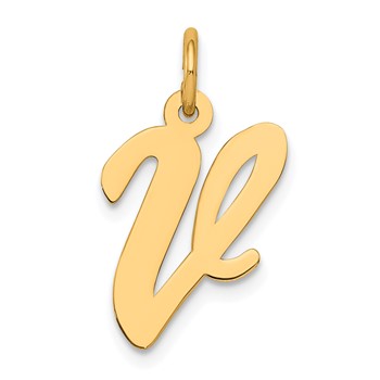 Sterling Silver Gold-plated Script Letter V Initial Charm