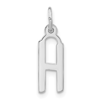 Sterling Silver Polished Medium Slanted Block Initial H Charm