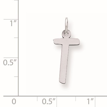 Sterling Silver Large Slanted Block Initial T Charm — alternate view