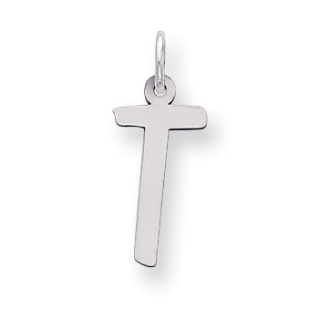 Sterling Silver Large Slanted Block Initial T Charm
