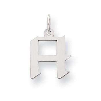 Sterling Silver Small Artisan Block Initial H Charm