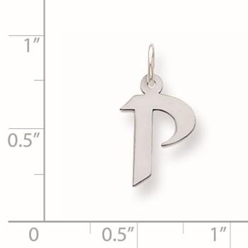 Sterling Silver Small Artisan Block Initial P Charm — alternate view