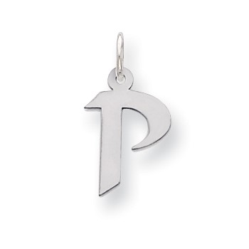 Sterling Silver Small Artisan Block Initial P Charm