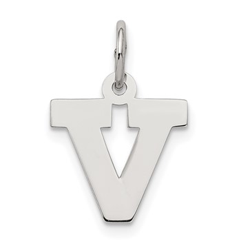 Sterling Silver Rhodium-plated Block Letter U Initial Charm