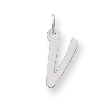 Sterling Silver Medium Initial V Charm
