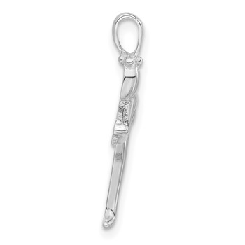 Sterling Silver Polished Person Stretching Pendant — alternate view