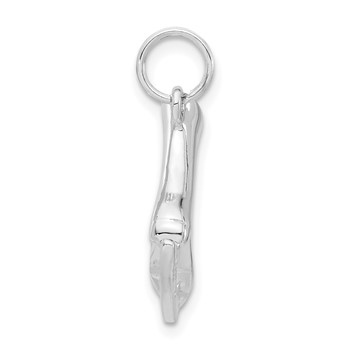 Sterling Silver 3-D Polished Ice Skate Charm — alternate view