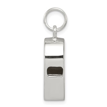 Sterling Silver Rhodium-plated Polished Whistle Charm — alternate view