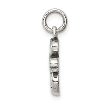 Sterling Silver Antique I (heart) Soccer Charm — alternate view