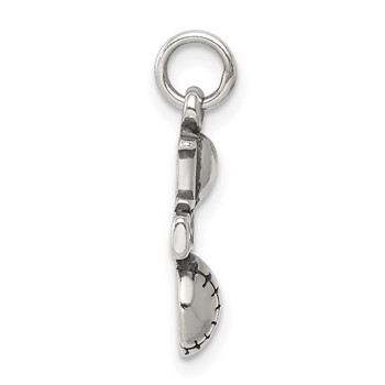 Sterling Silver Antique I (heart) Baseball Charm — alternate view