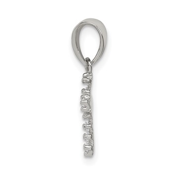 Sterling Silver Rhodium-plated CZ Cross Pendant — alternate view