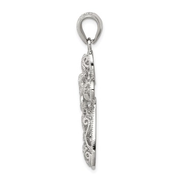 Sterling Silver Rhodium-plated CZ Cross Pendant — alternate view