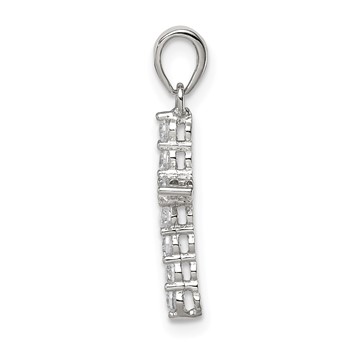 Sterling Silver Rhodium-plated CZ Cross Pendant — alternate view