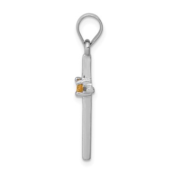 Sterling Silver Rhodium-platedCitrine Cross Pendant — alternate view
