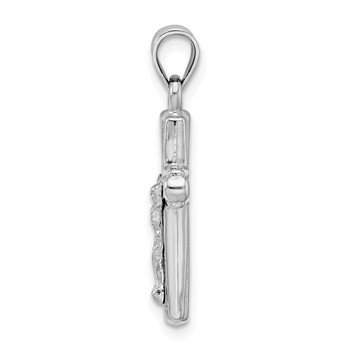 Sterling Silver Rhodium-plated Hollow Crucifix Pendant — alternate view