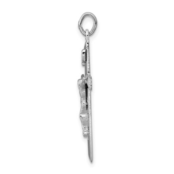Sterling Silver Platinum-plated INRI Crucifix Pendant — alternate view
