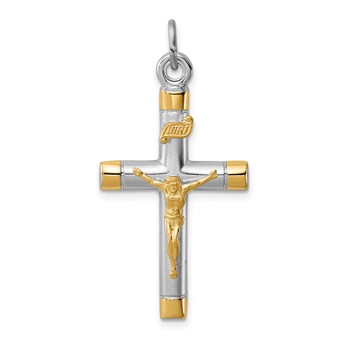 Sterling Silver Platinum-plated & 18k Gold-plated Crucifix Pendant