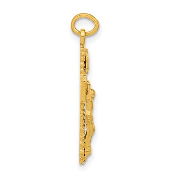 Sterling Silver & 24k Gold-plated Polished & Textured INRI Crucifix Charm — alternate view