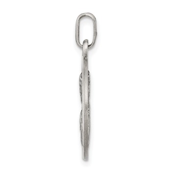 Sterling Silver Antiqued Sacred Heart of Jesus Medal — alternate view