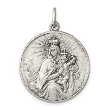 Sterling Silver Antiqued Our Lady of the Holy Scapular Medal