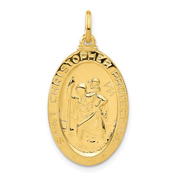 Sterling Silver 24k Gold-plated Football Saint Christopher Medal Pendant