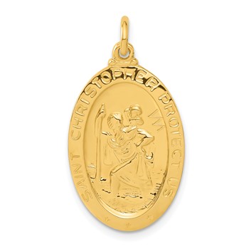 Sterling Silver 24k Gold-plated Saint Christopher Bowling Medal Pendant