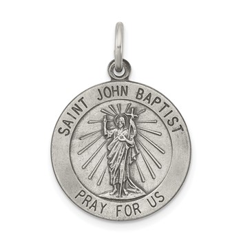 Sterling Silver Antiqued Saint John the Baptist Medal