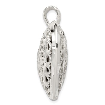 Sterling Silver Filigree Puffed Heart Pendant — alternate view