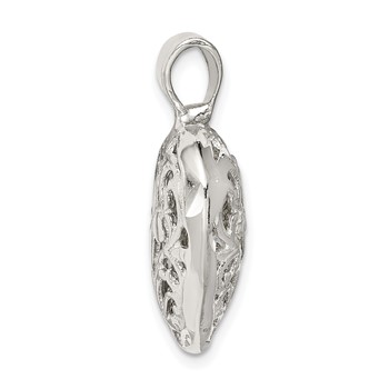 Sterling Silver Filigree Floral Heart Pendant — alternate view