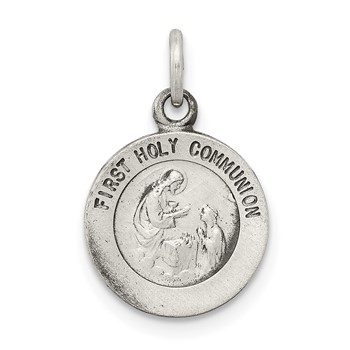 Sterling Silver Antiqued First Holy Communion Medal
