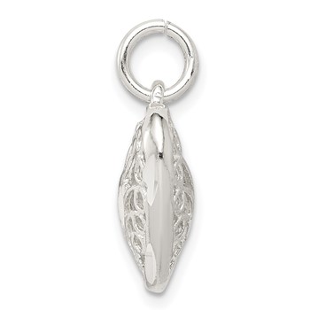 Sterling Silver Filigree Heart Charm — alternate view