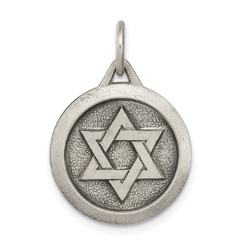 Sterling Silver Antiqued Star of David Medal