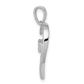 Sterling Silver Rhodium-plated MOM CZ Heart Pendant — alternate view