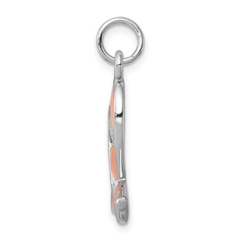 Sterling Silver Rhodium-platedEnamel Ribbon Charm — alternate view