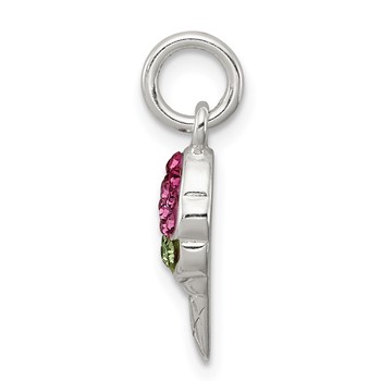 Sterling Silver Pink and Green Stellux Crystal Ice Cream Cone Charm — alternate view