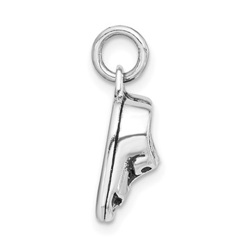 Sterling Silver 3-D Polished & Antiqued Baby Shoes Charm — alternate view