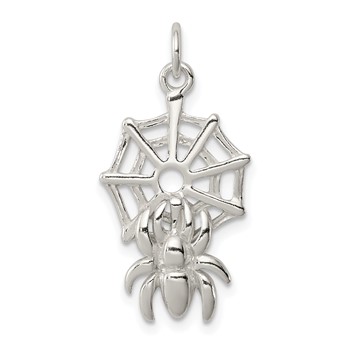 Sterling Silver Spider on Web Charm