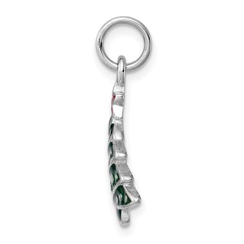 Sterling Silver Rhodium-platedEnamel Christmas Tree Charm — alternate view
