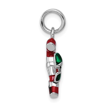 Sterling Silver Rhodium-platedEnamel Candy Cane Charm — alternate view