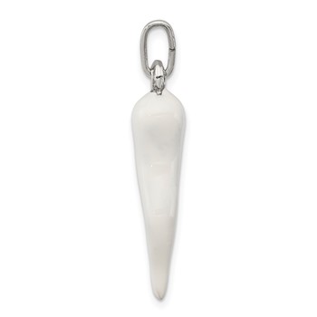 Sterling Silver White Enamel Italian Horn Pendant — alternate view