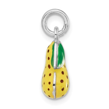Sterling Silver 3-D Polished Enameled Pear Charm — alternate view